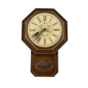 Syroco Wall Clock Plastic W/ Mirror Wood Large Works MCM VTG